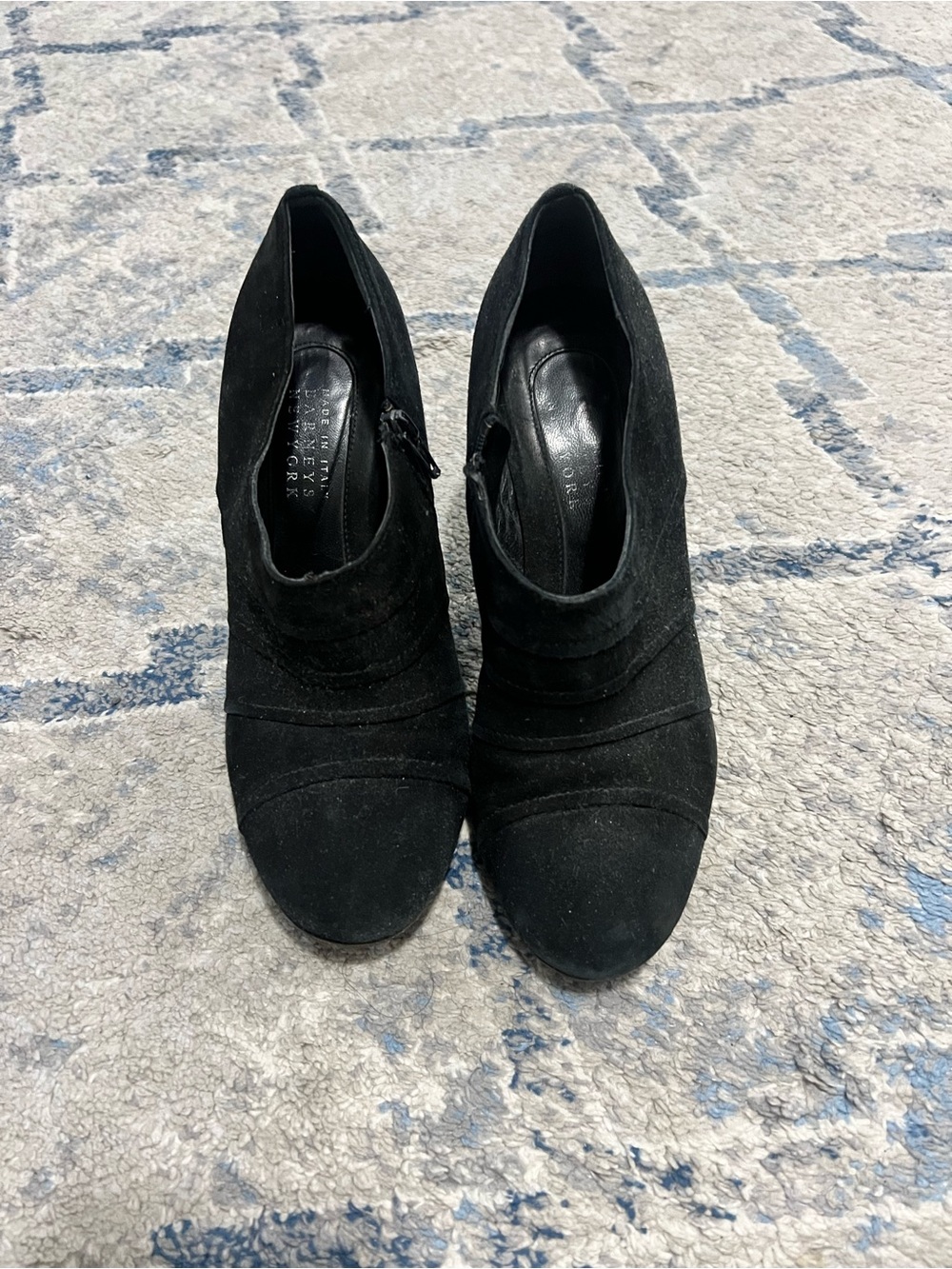Barneys New York Black Suede Ankle Booties